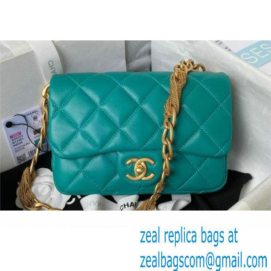 Chanel Lambskin & Gold-Tone Metal small flap bag green AS4231 2023